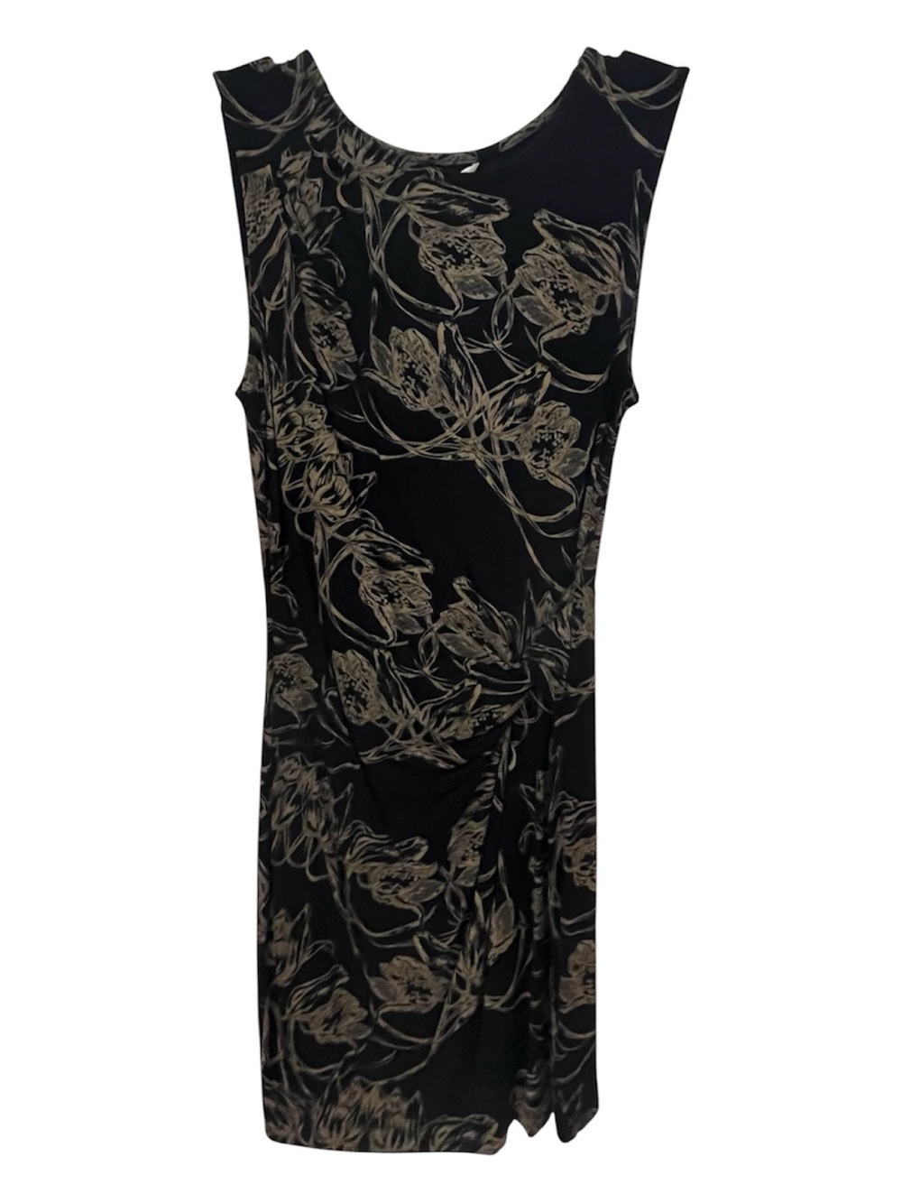 Anthropologie Leifsdottir Floral Tulipa Jersey Dress Black/Tan Botanical Print